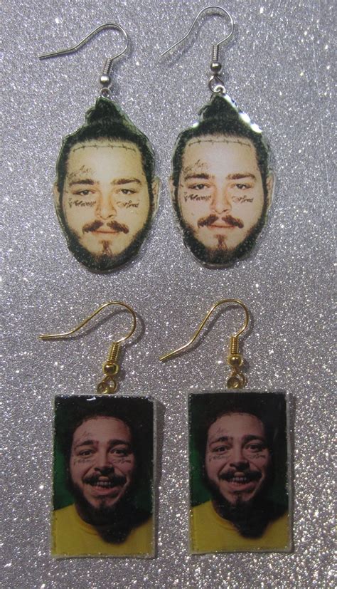 Post Malone Raper Singer Earrings Original Jewelry Post Malone Etsy