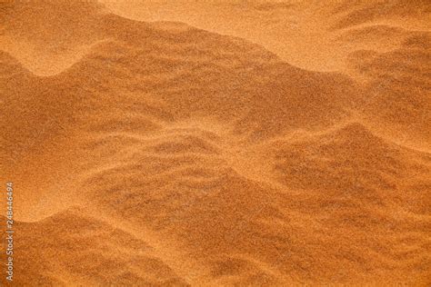 Desert Orange Sand Dunes Top View Close Up Yellow Sand Texture