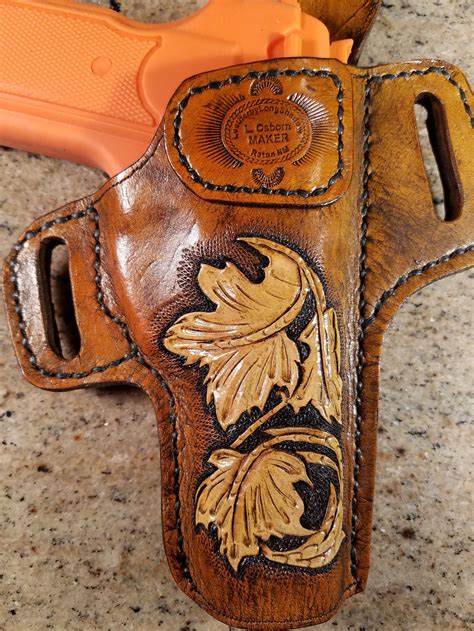 Hand Carved And Tooled Leather Holster For A Model 1911 Colt Etsy
