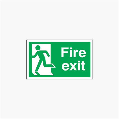 Fire Exit Running Man Left Self Adhesive 300x150mm Signs Safety Sign Uk