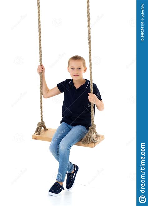 Teenage Boy Climbiing On Rope Ladder Stock Image Image Of Game