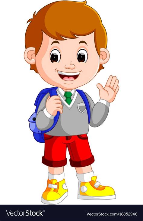 Illustration Of Cute Boy On His Way To School Download A Free Preview