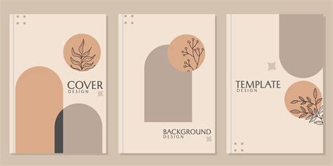 Brown Aesthetic Cover Design Set Minimalist And Trendy Template Design