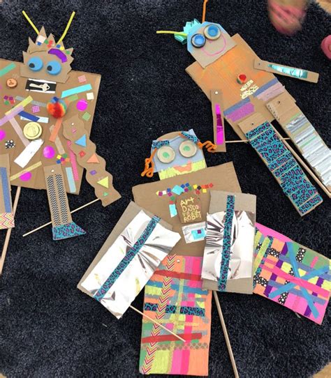 Make Cardboard Robot Puppets That Move Cardboard Robot Puppets 1st