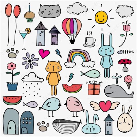 Premium Vector Hand Drawn Doodle Lovely Vector Set For Kid