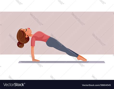 Young Woman In Upward Plank Yoga Pose Royalty Free Vector