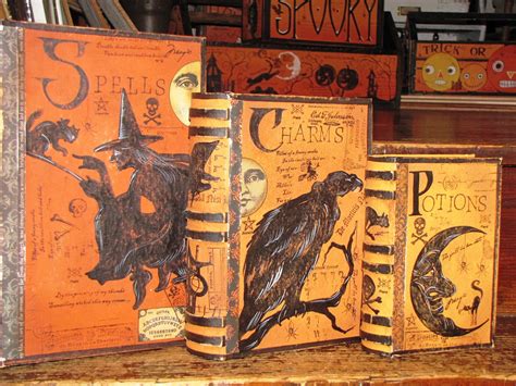 Medium Vintage Paper Mache Halloween Witchs Book Of