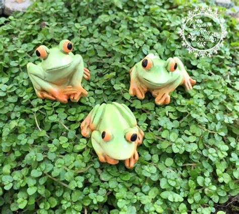 Set Of 3 Fairy Garden Frogs Miniature Tree Frog Tiny Frog