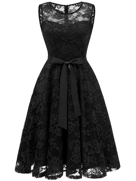 Market In The Box Women Floral Lace Dress V Neck Sleeveless Bridesmaid Dress Homecoming Dress