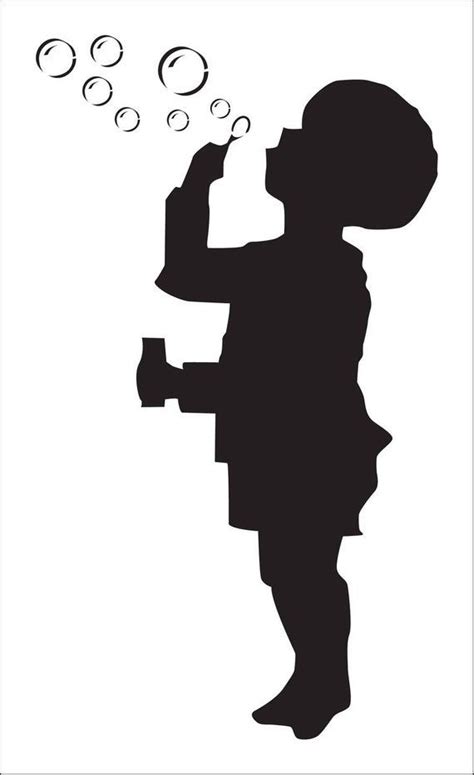 Boy With Bubbles Kids Stencil Ref 306 Silhouette People