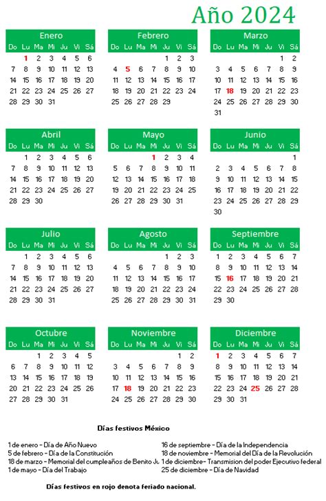 Calendario 2024 México Con Días Festivos Calendario Pro