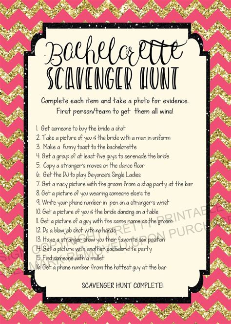 bachelorette game idea this printable bachelorette scavenger hunt game will make your bar
