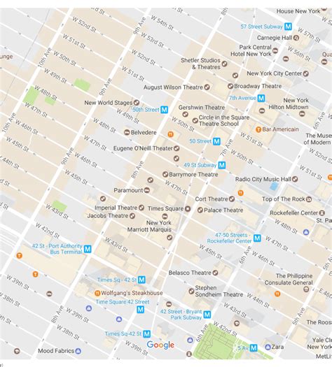 New York City Times Square Neighborhood Map
