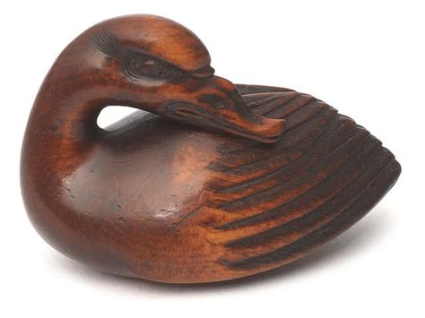 Bonhams A Wood Netsuke Of A Duck By Hara Shumin Edo 19th Century