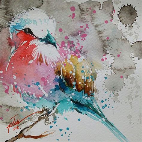 Splashed Watercolors Paintings By Tilen Ti Bird Watercolor Paintings