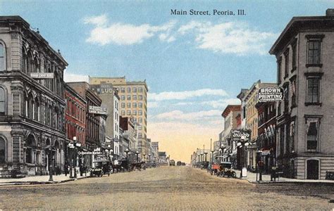 Peoria Illinois Main Street Scene Historic Bldgs Antique Postcard