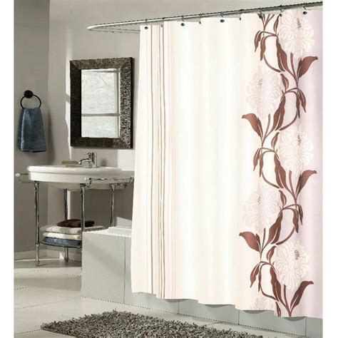 Carnation Home Fashions Chelsea Flower And Stripes Fabric Shower