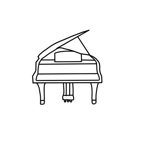 Piano Music Instrument Entertainment Hand Drawn Organic Line Doodle