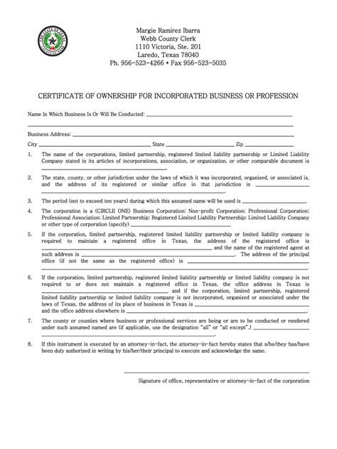 Certificate Ownership Profession Fill Online Printable Fillable