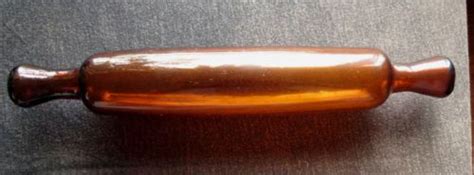 1715in Long 19th C Amber Glass Rolling Pin Hand Blown With Pontil