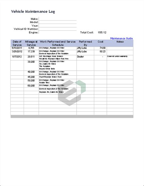 Vehicle Maintenance Log Free Excel Templates And Dashboards