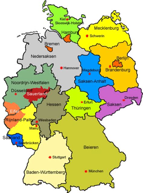 Duitsland heeft in totaal 16 staten; heloohaloo: 25 Vers Deelstaten Duitsland Op Kaart