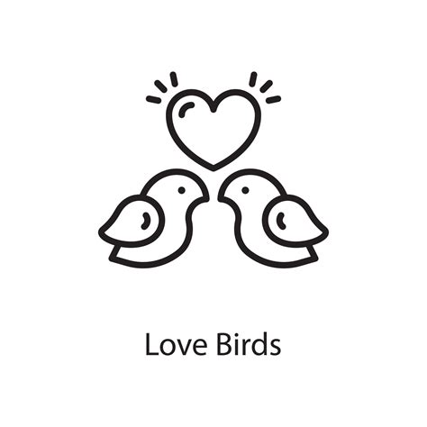 Love Birds Vector Outline Icon Design Illustration Love Symbol On