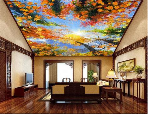 Custom 3d Photo Wallpaper Room Ceiling Color Forest Tree