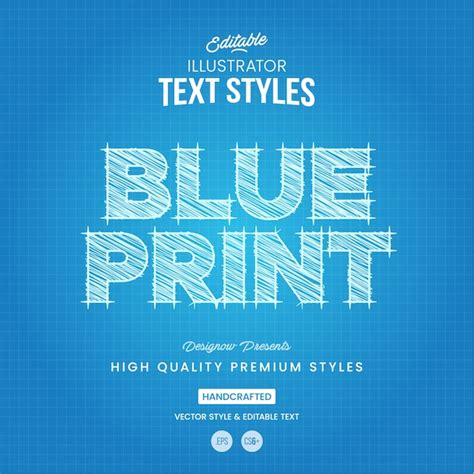 Premium Vector Blueprint Text Style
