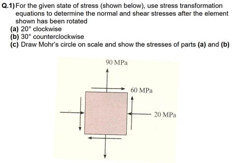 Solved Q1 For The Given State Of Stress Shown Below Use
