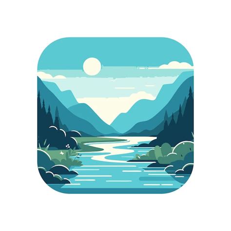 Premium Vector Flat Vector Design Of Natural Scenery Mountains And Rivers
