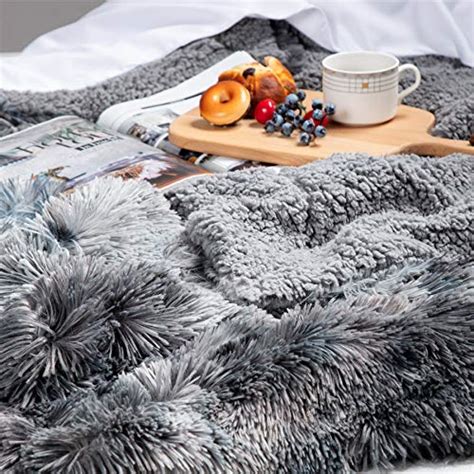 Soft Fuzzy Faux Fur Sherpa Fleece Throw Blanket Black Warm Thick 50x60