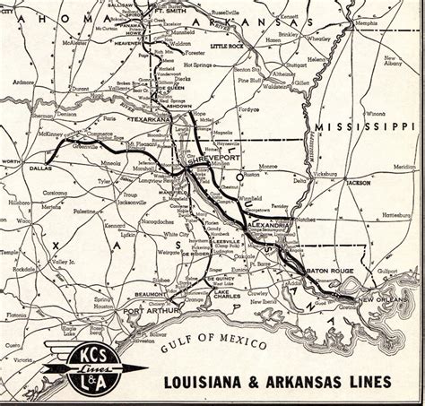 1941 Antique Louisiana And Arkansas Railroad Map Kansas City Etsy