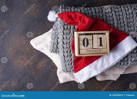 1 January In Wooden Cube Calendar Stock Image Image Of Event