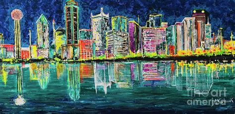 Dallas Skyline Painting By Maria Karlosak Pixels