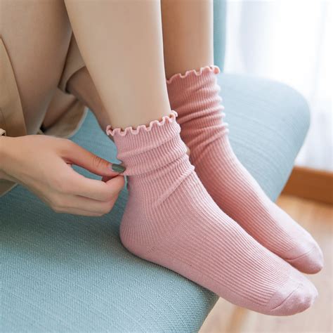 Japanese High School Girls High Long Socks Loose Solid Colors Knitting