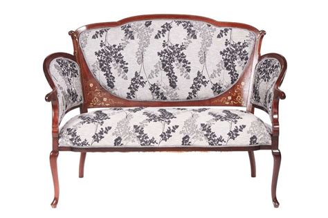 Antique Edwardian Mahogany Inlaid Settee In Antique Sofas