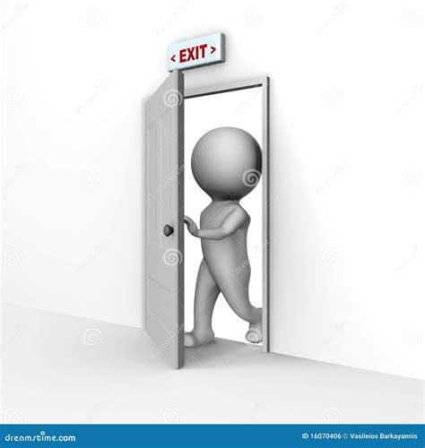 Human Entering Through The Door A 3d Image Stock Illustration