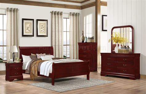 Louis Phillipe Bedroom Set Pc In Cherry By Lifestyle