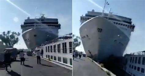 Terrifying Moment A Cruise Ship Crashes Into Venice Dock And Tourist