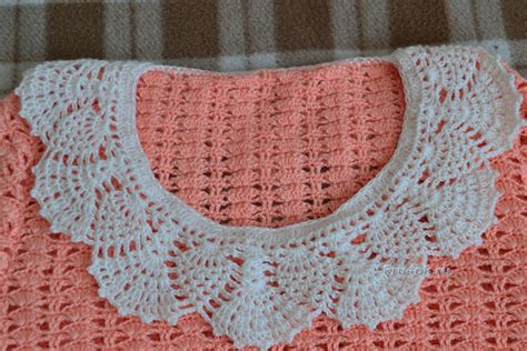 Персиковый свитер крючком — работа Анастасии