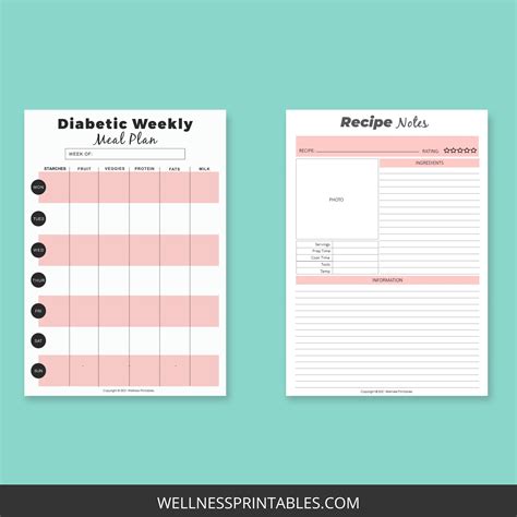 Diabetic Meal Planner Printable Wellness Printables