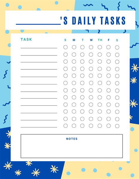 Daily Task List Template Checklist Templates Gambaran