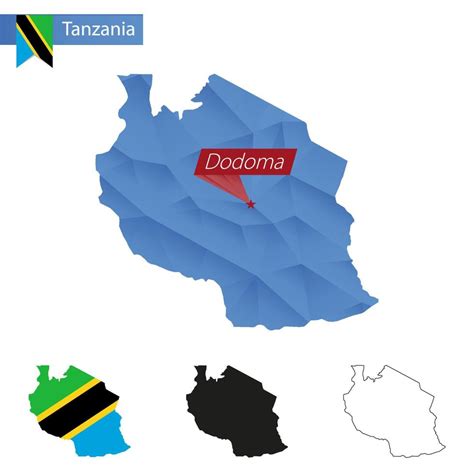 Tanzania Blue Low Poly Map With Capital Dodoma 18818281 Vector Art At