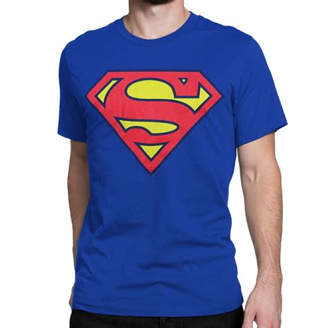 Superman Classic Shield Logo Royal Graphic Tee Shirt Blue Clothes