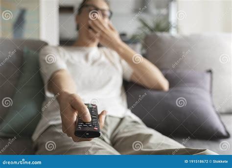 Bored Woman Watching Television At Home Stock Photo Image Of Channel