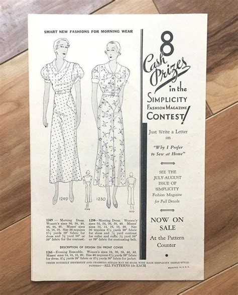 Simplicity 1249 And 1250 In 1933