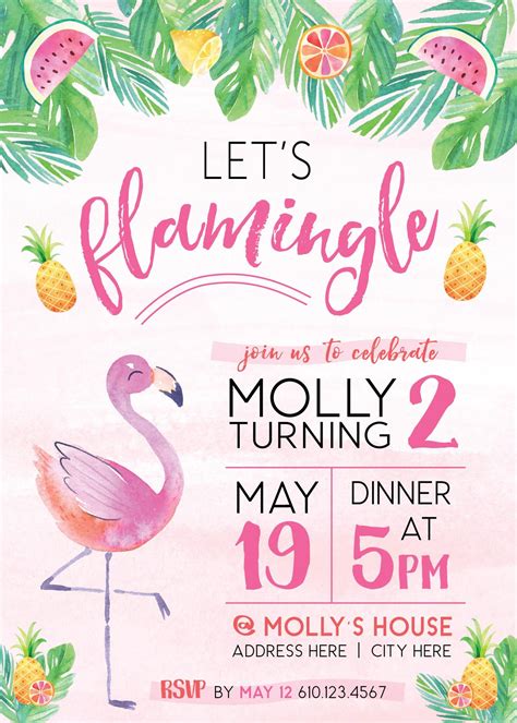 Lets Flamingle Invitación De Cumpleaños Digital Descargar Etsy