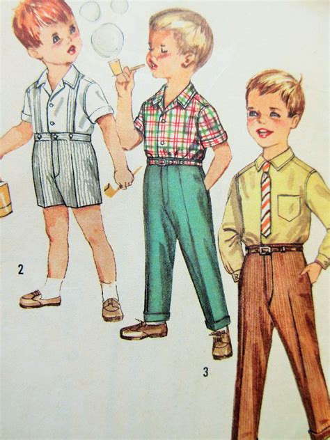 Vintage Simplicity 4533 1960s Boys Shirt Pattern Boys Pants Little