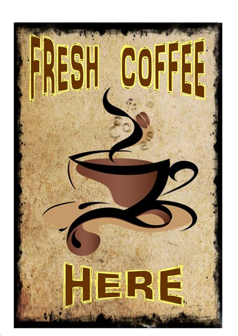 Vintage Cafe Sign Coffee Advertising Sign Bistro Coffee Bar Sign The